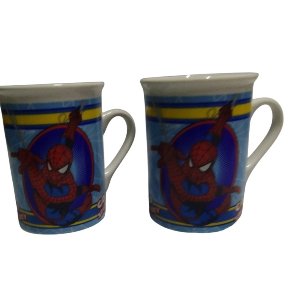 Spider-Man Go Spidey Mug Set of 2 Marvel 2011โ Blue Red Comic Style Cups
